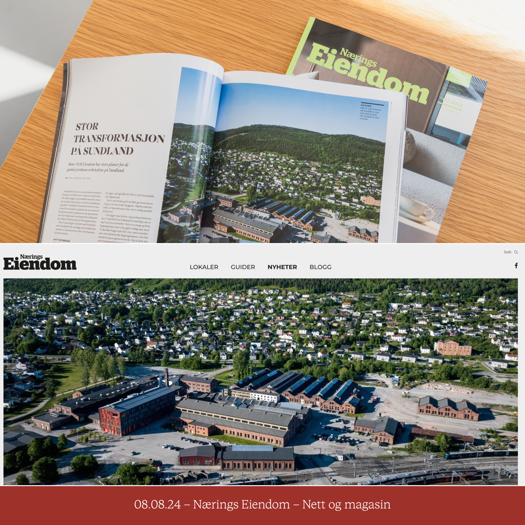 Publisitet om Sundland Verk både på nett og i magasin.